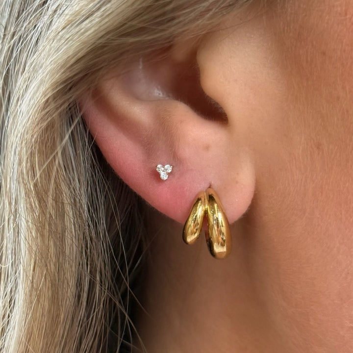 Triple Cluster CZ Flat Back Stud