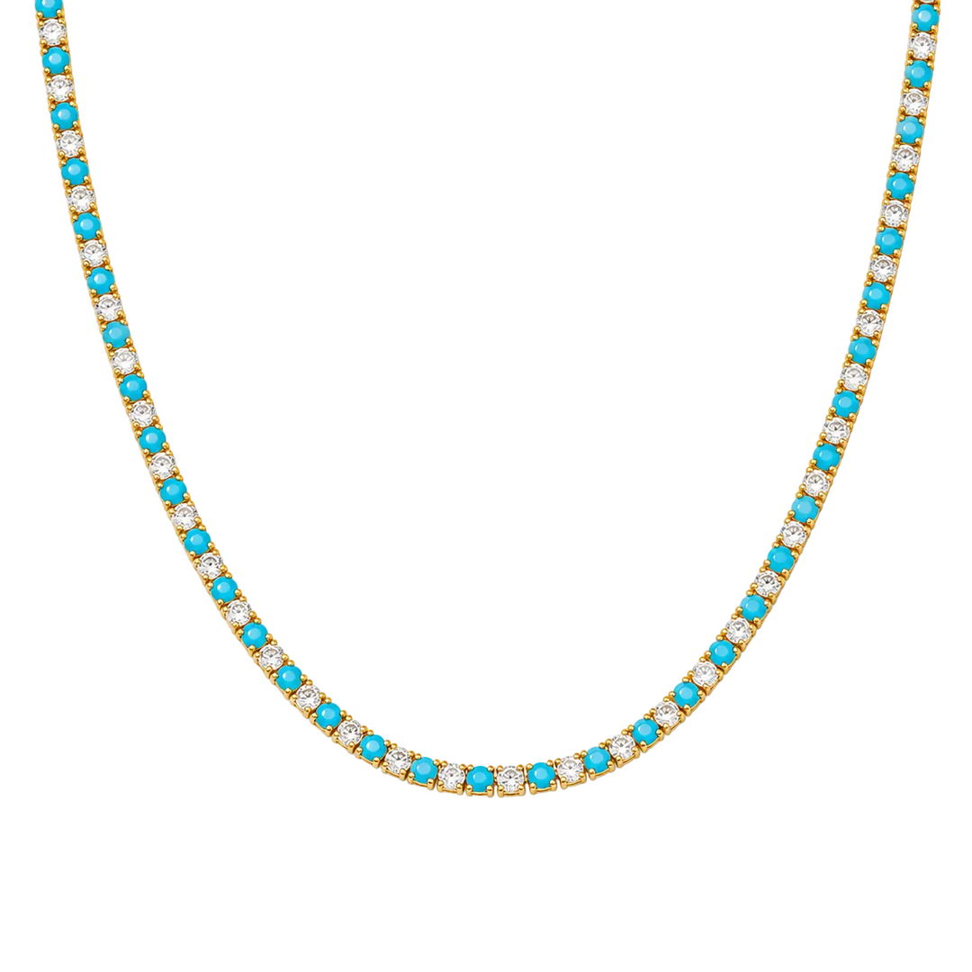 Turquoise &amp; CZ Tennis Necklace-Embark Fine Jewelry