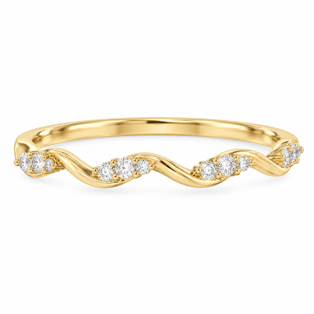 14K Diamond Twist Ring