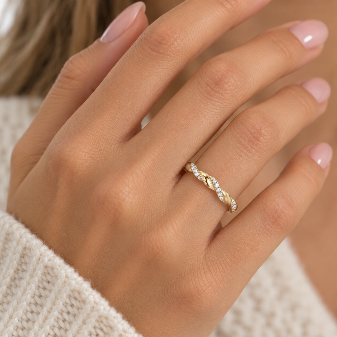 14K Diamond Spiral Anniversary Ring