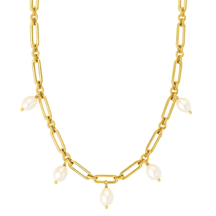 Toggle Chain Pearl Drop Necklace