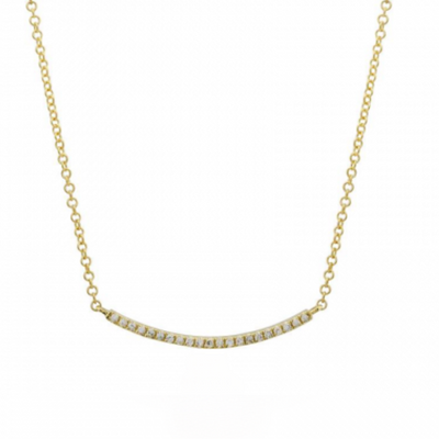 14KY .2 CTW Natural Diamond Curved Bar Necklace