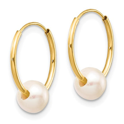 14K Freshwater Cultured Pearl Endless Hoop Earrings