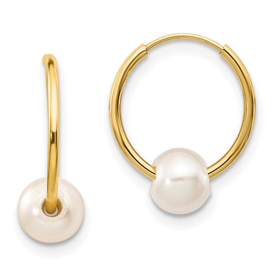 14K Freshwater Cultured Pearl Endless Hoop Earrings