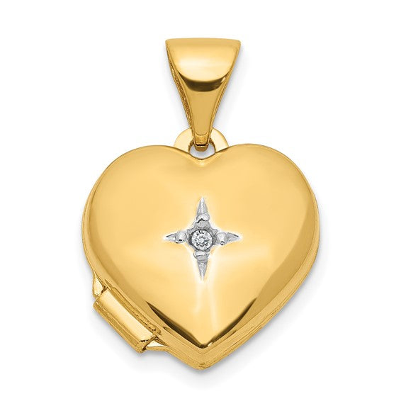 14KY .005 CT Natural Diamond Heart Locket