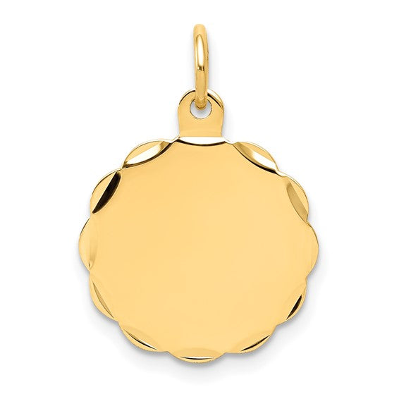 Engravable Scalloped Round Disc Charm