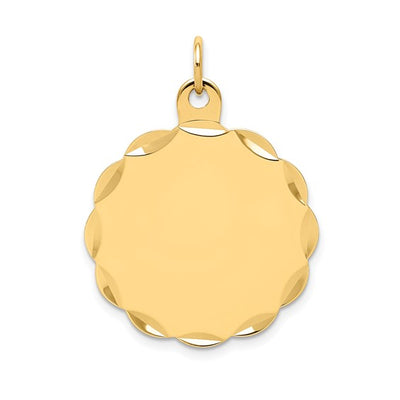 Engravable Scalloped Round Disc Charm