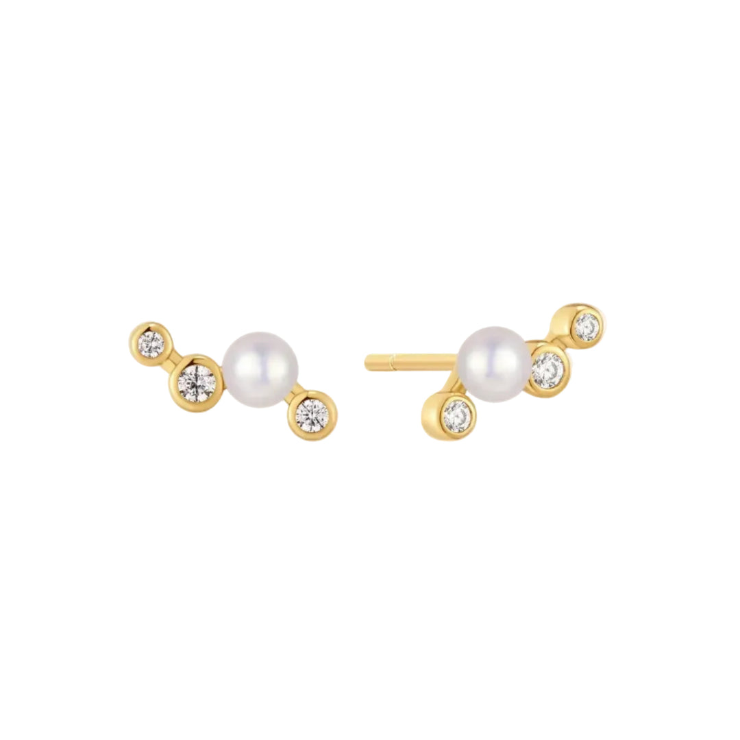 Zig-Zag Shell Pearl Studs