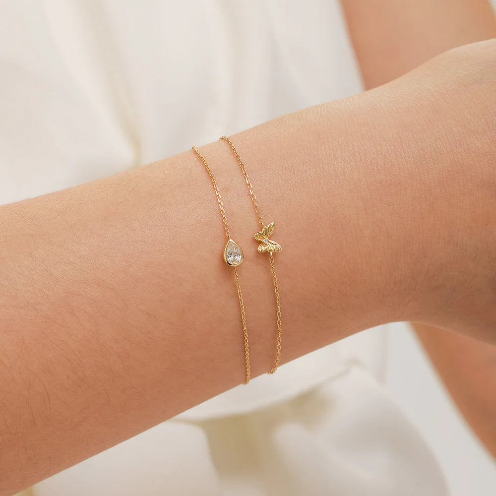 14K Diamond Accent Butterfly Bracelet