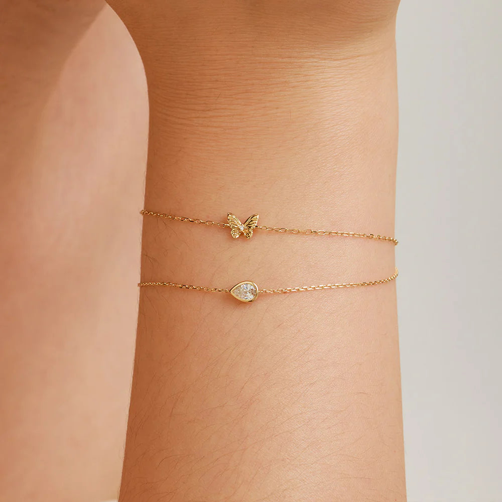 14K Diamond Accent Butterfly Bracelet