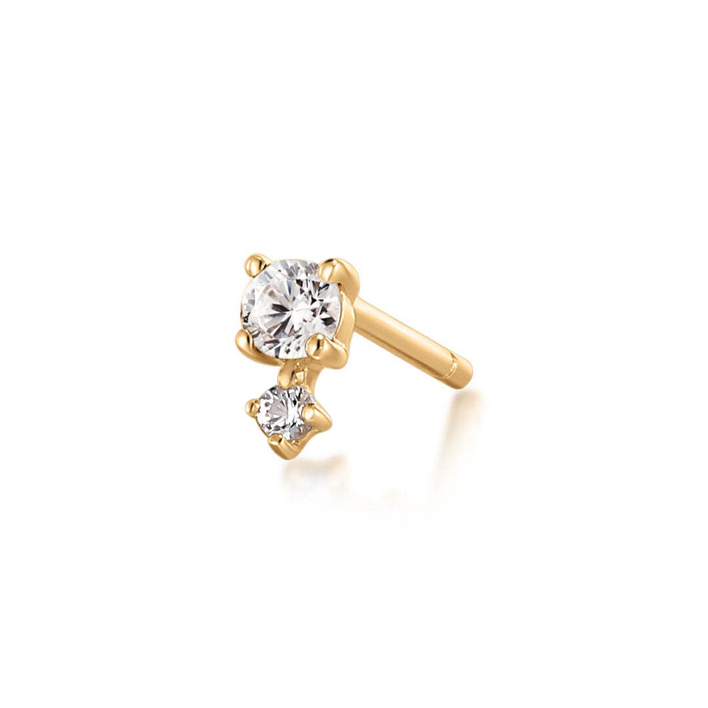 14K Birthstone & White Sapphire Stud