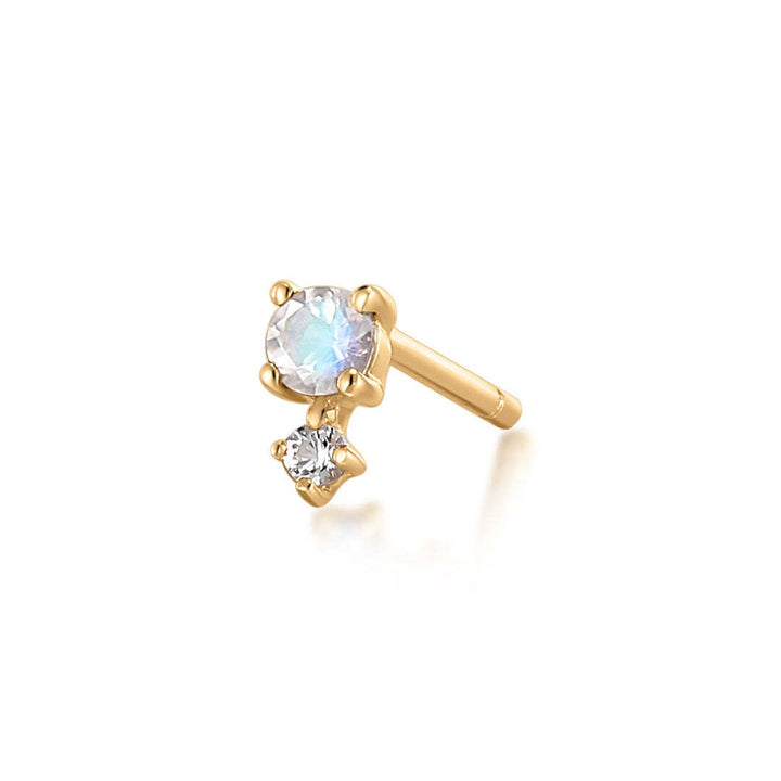 14K Birthstone & White Sapphire Stud