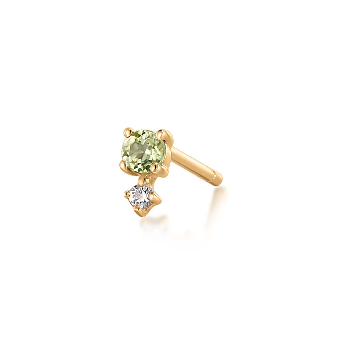 August | Peridot & White Sapphire Stud