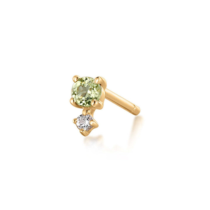 14K Birthstone & White Sapphire Stud