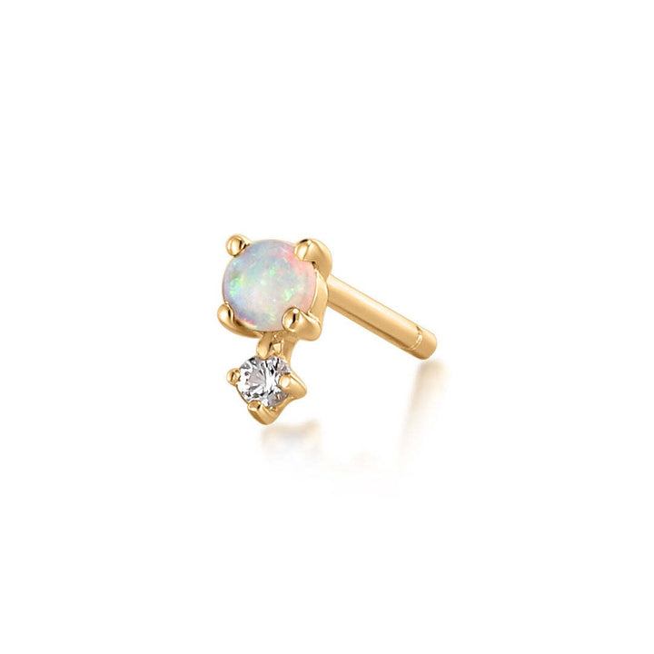 14K Birthstone & White Sapphire Stud