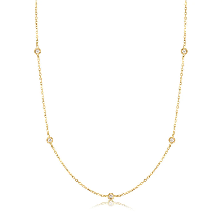 14K .04 CTW Natural Diamond Station Necklace