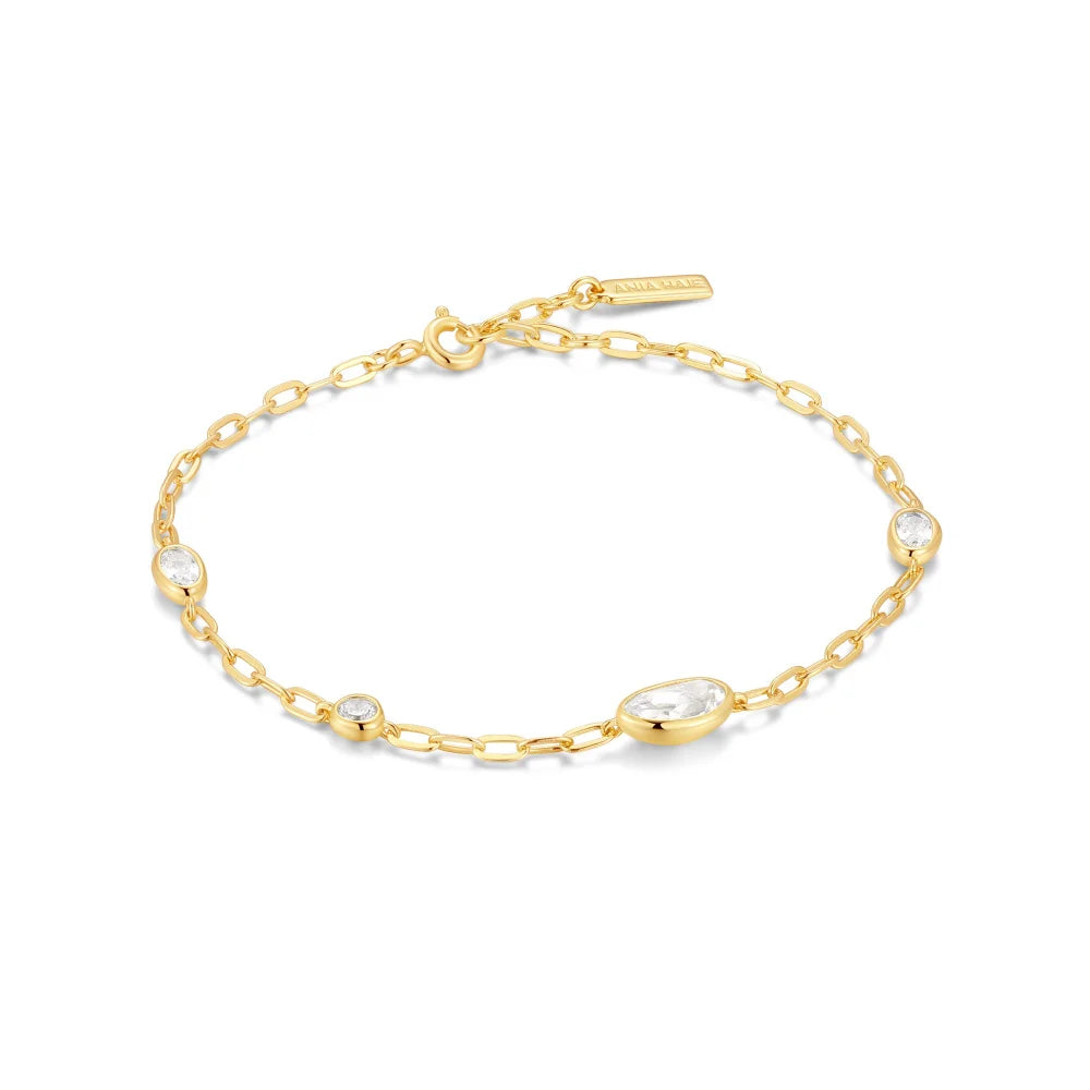Gold Dome Organic Pebble Station Bracelet