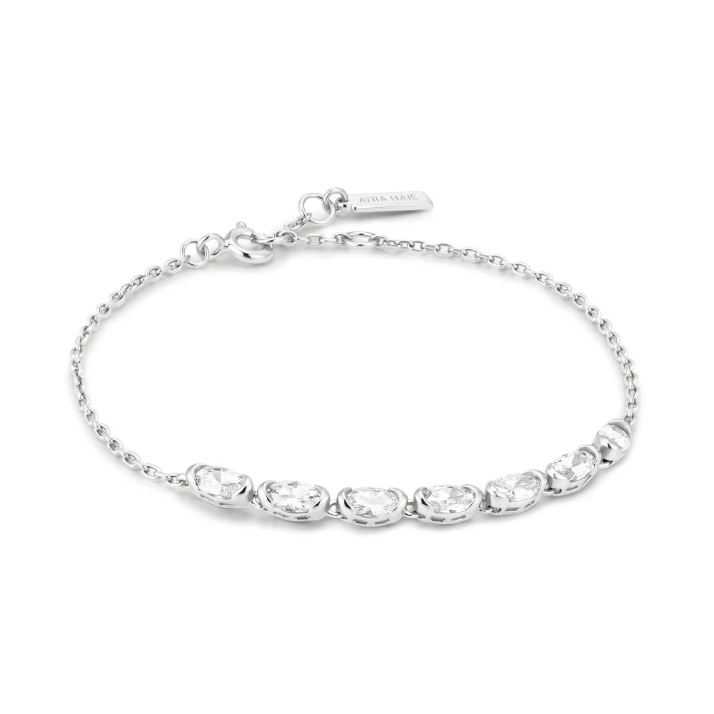 Half Bezel Oval Tennis Bracelet