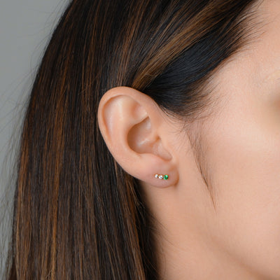 Trio CZ & Gemstone Climber Stud