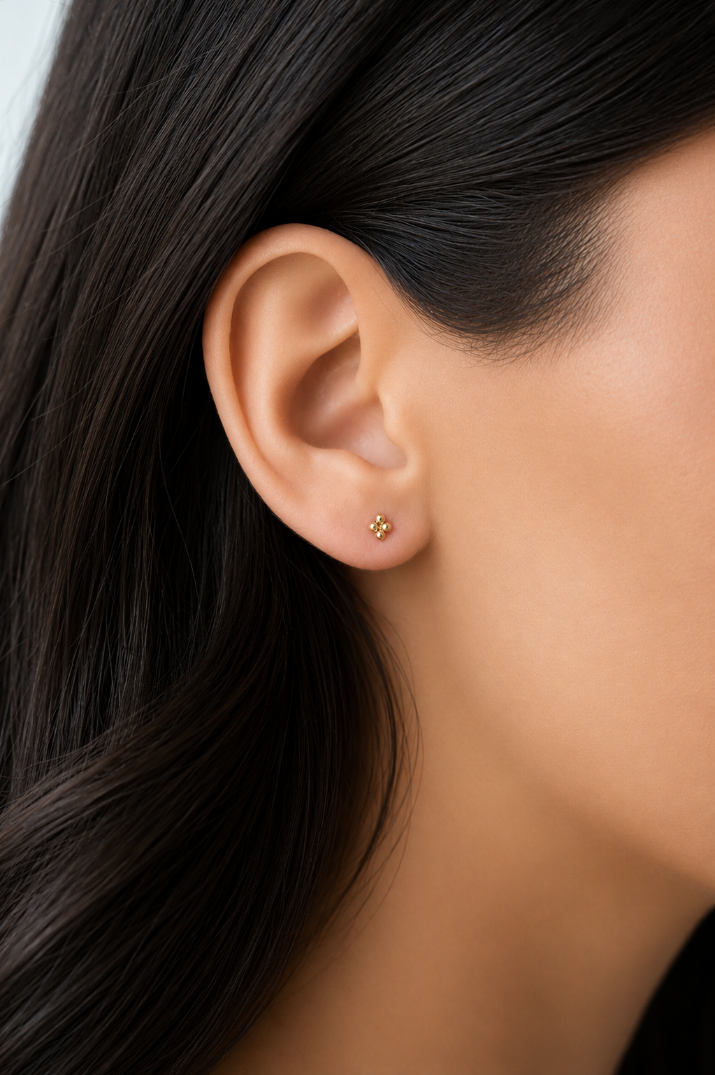 14K Four Beaded Ball Flat Back Stud