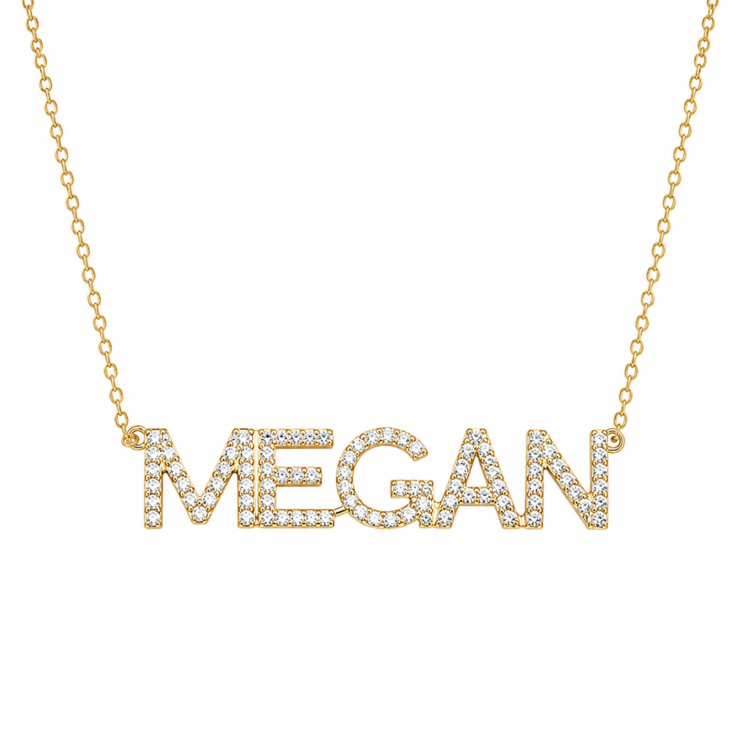 Bold All Caps Pave Name Necklace
