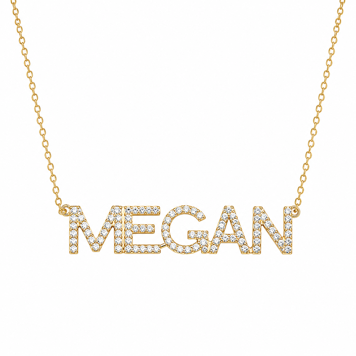 Bold All Caps Pave Name Necklace
