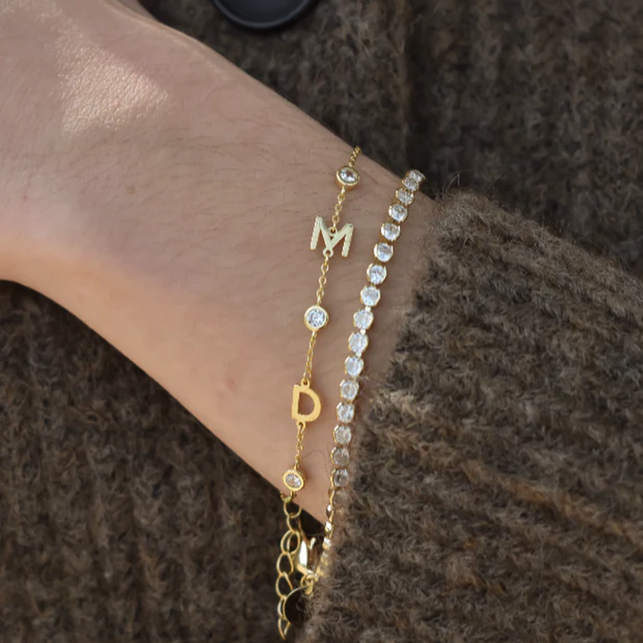 Bezel and Initial Custom Bracelet