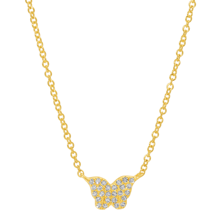 14K Pave Butterfly Necklace
