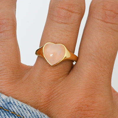 Rose Quartz Heart Ring