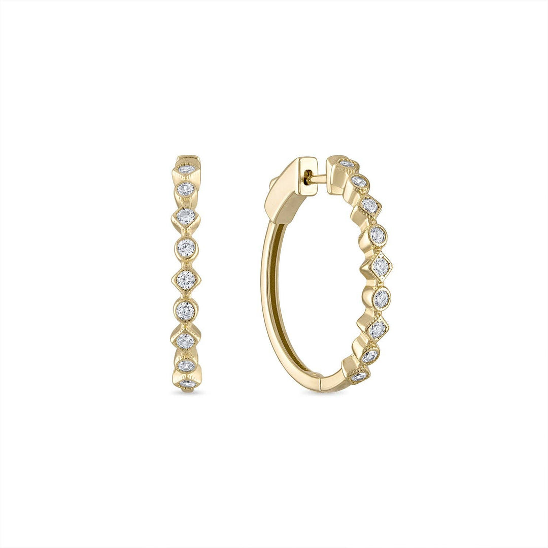 Alternating Bezel CZ Hoops