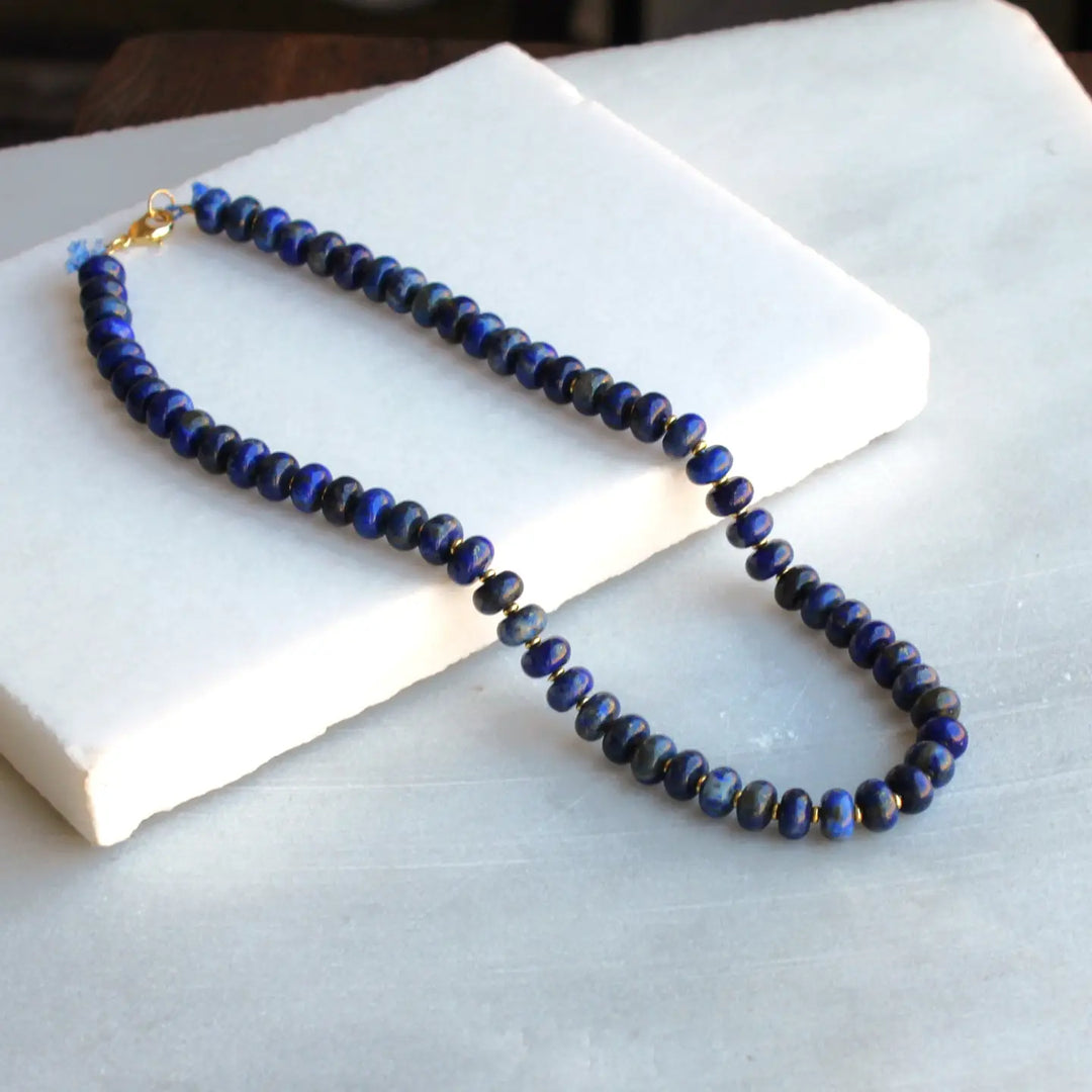 Midnight Skies Lapis Bead Necklace