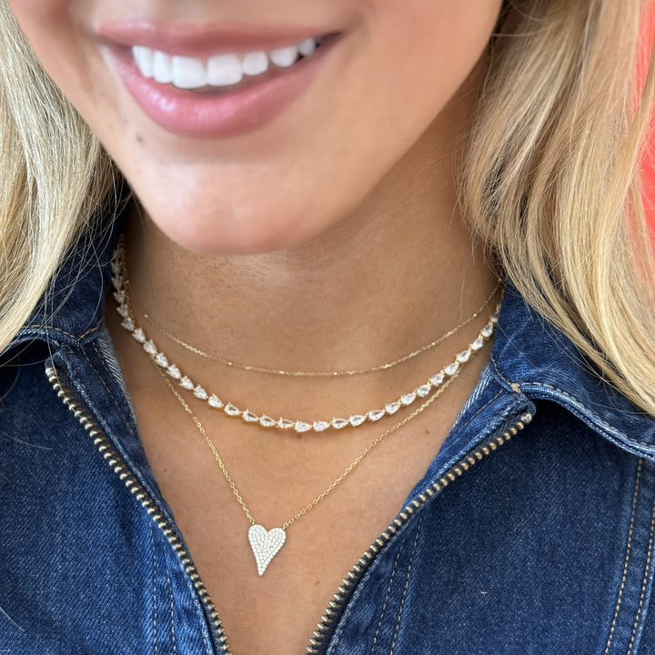 Chasing Pear Tennis Necklace On Model-Embark Fine Jewelry