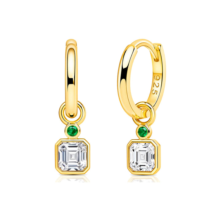 CZ Dangle Link Hoops-Embark Fine Jewelry