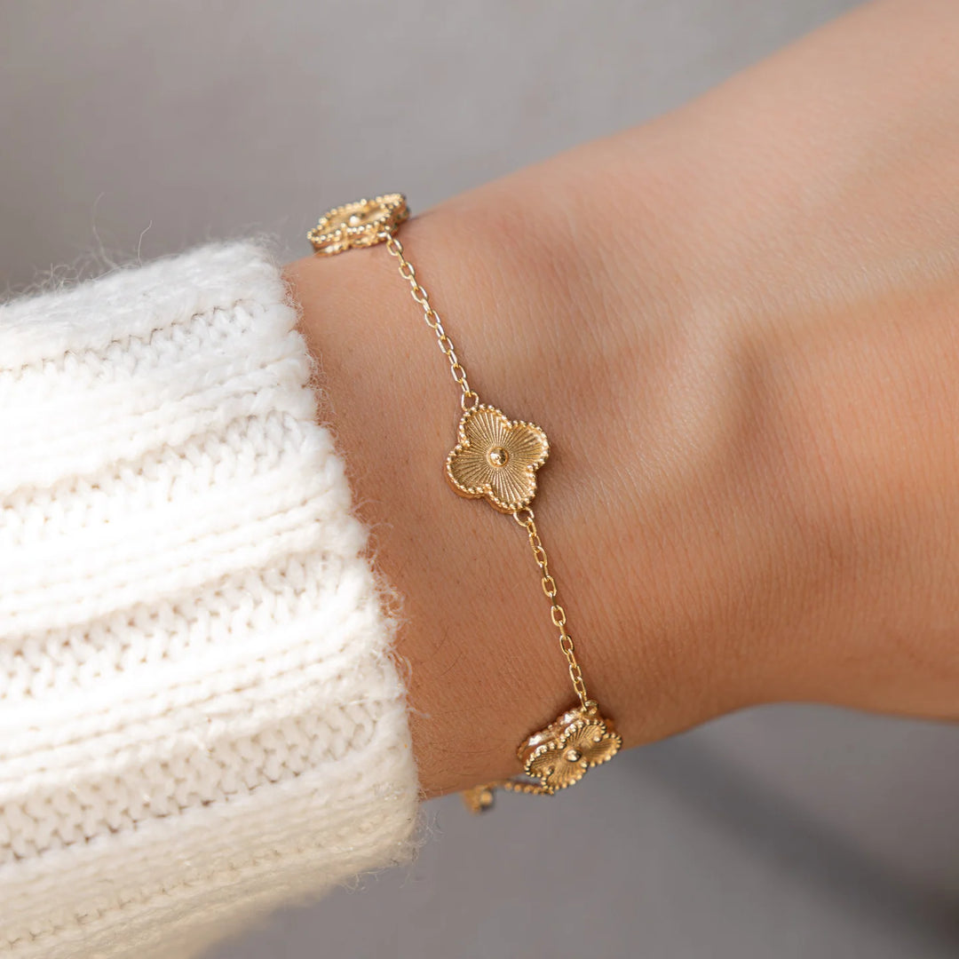 Four Leaf Clover Station Bracelet