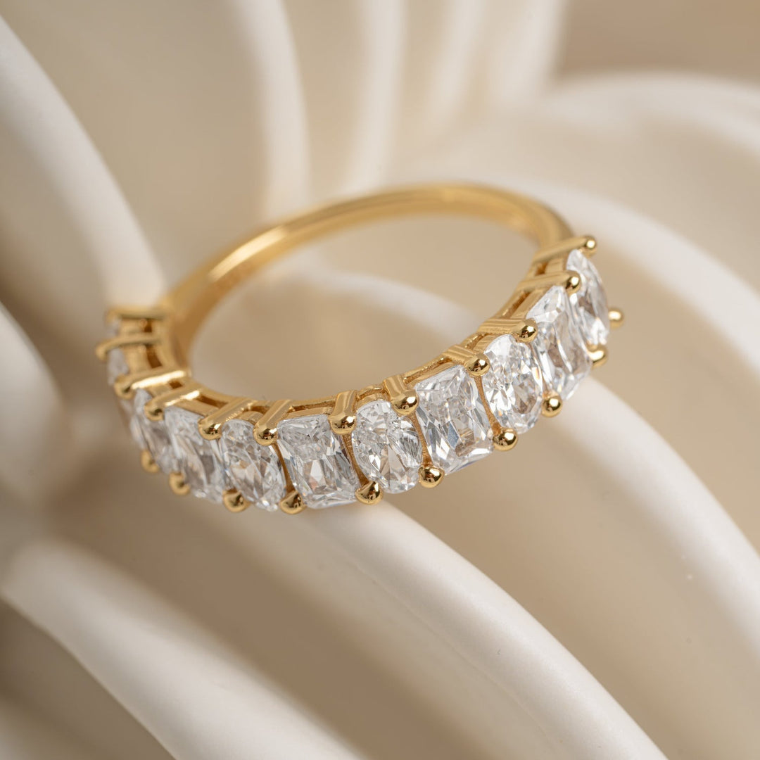 Alternating Oval & Emerald-Cut Ring