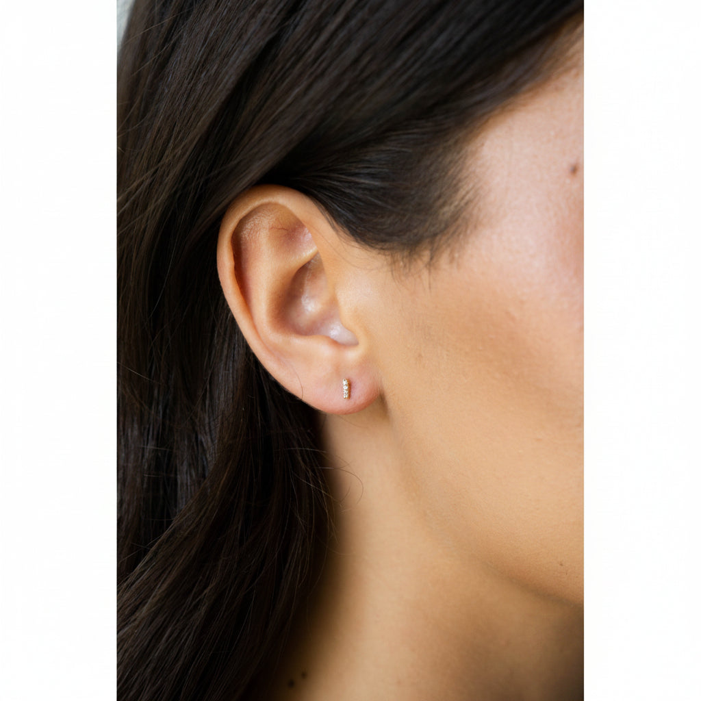 14K Diamond Bar Flat Back Stud
