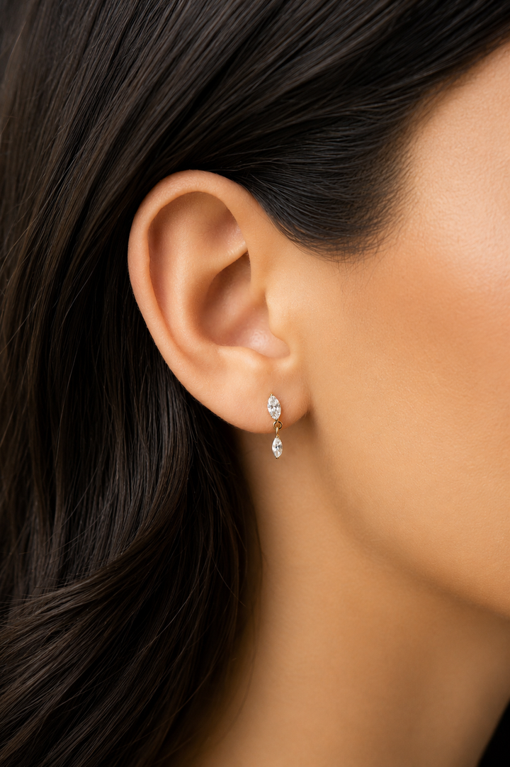 Double Marquise Dangle Flat Back Top