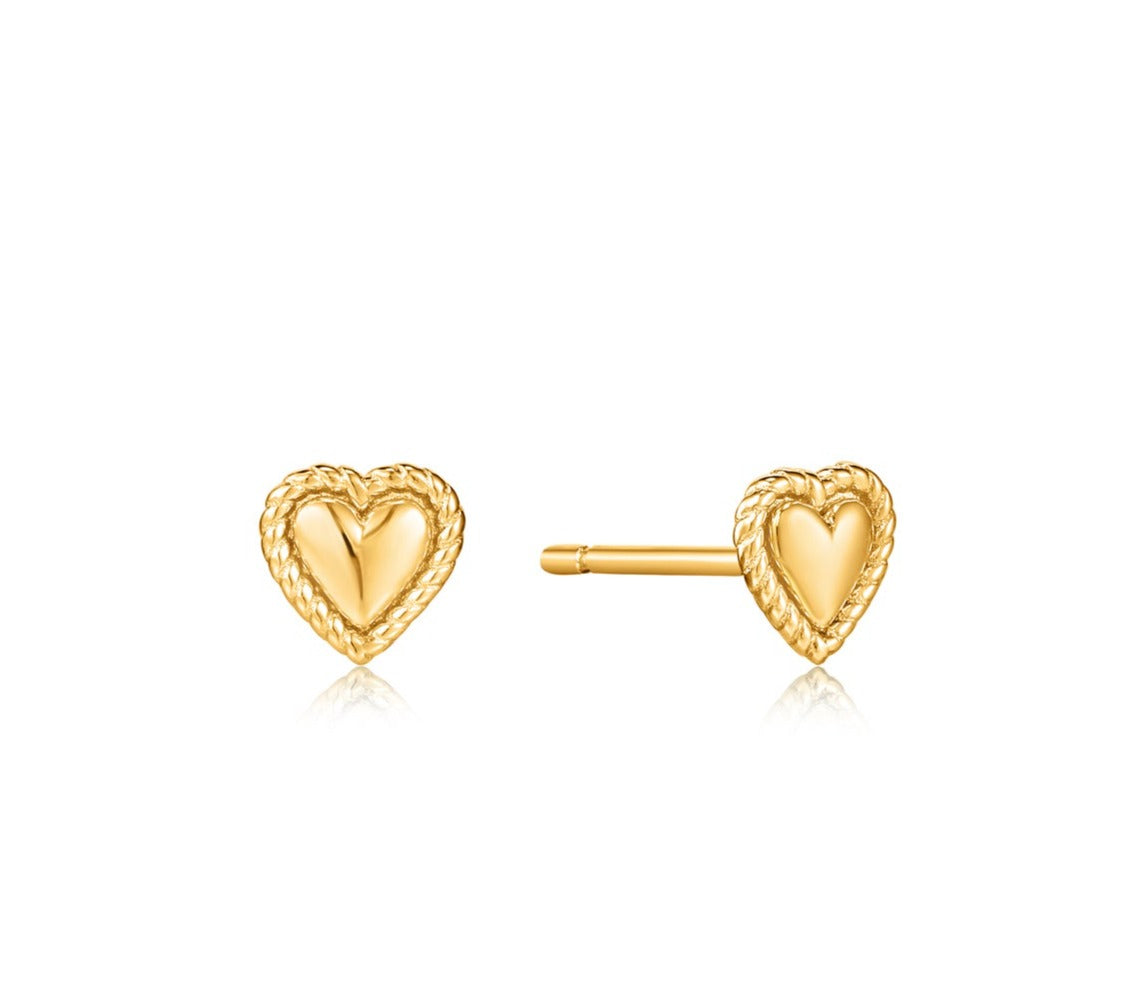 Gold Rope Heart Stud