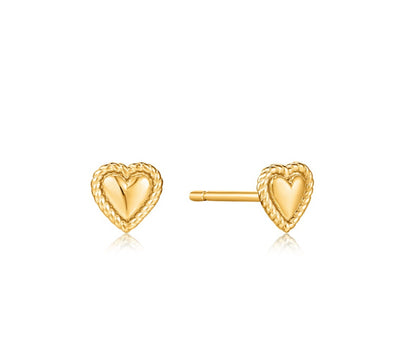 Gold Rope Heart Stud