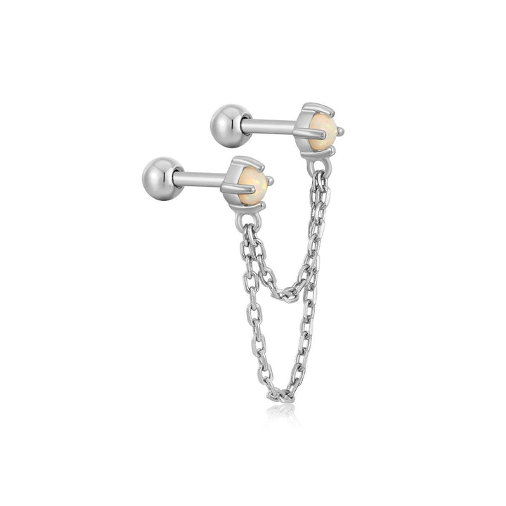 Kyoto Opal Drop Chain Double Barbell Stud