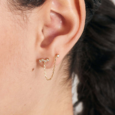Celestial Drop Chain Double Barbell Stud