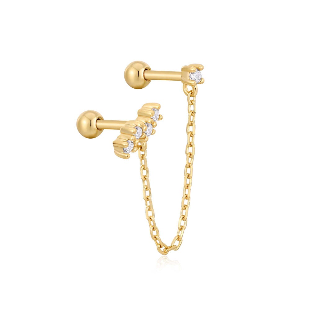 Celestial Drop Chain Double Barbell Stud