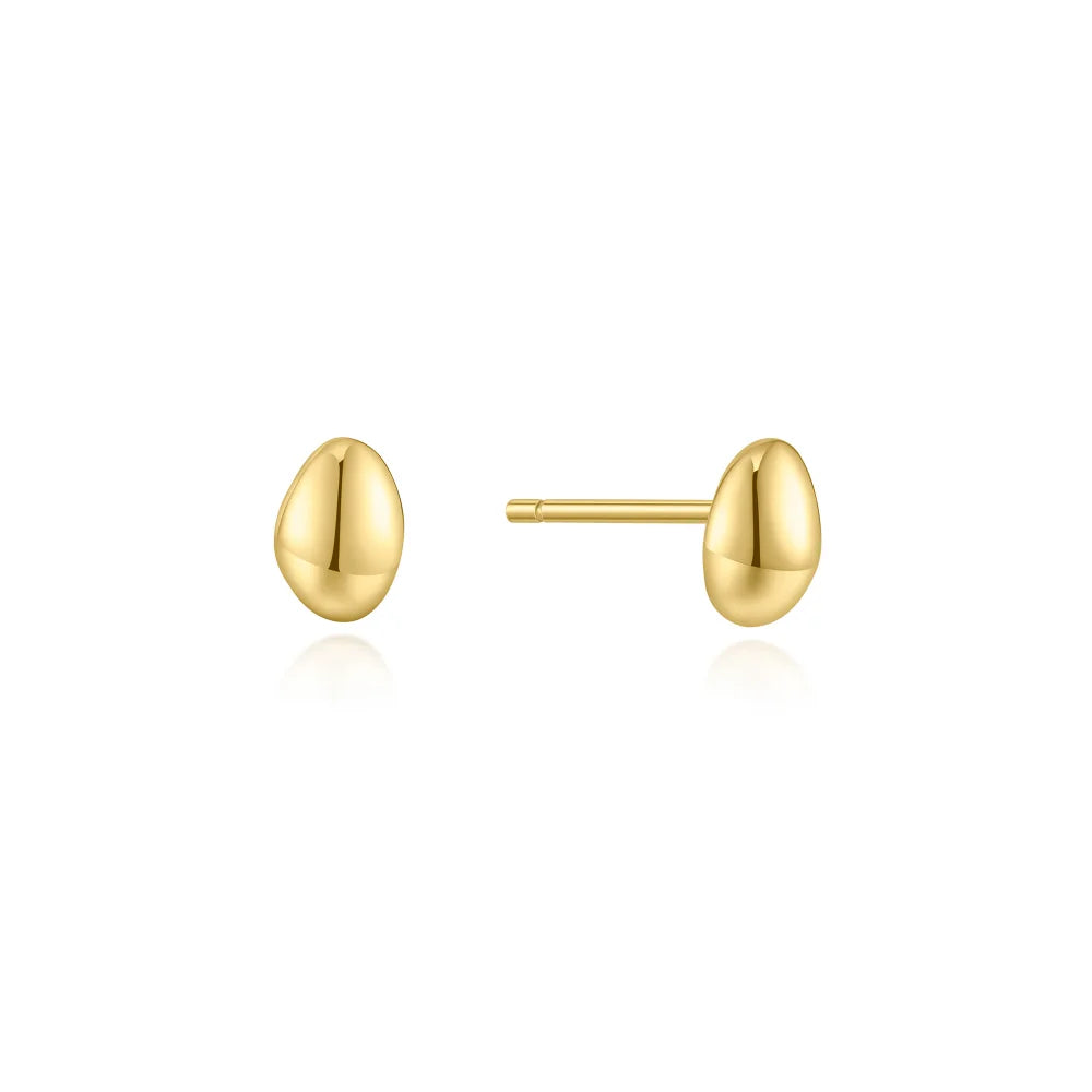 Gold Organic Dome Pebble Earrings