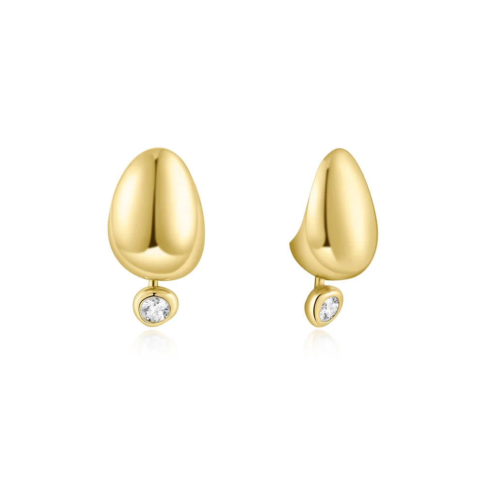 Organic Dome Bezel Dangle Studs