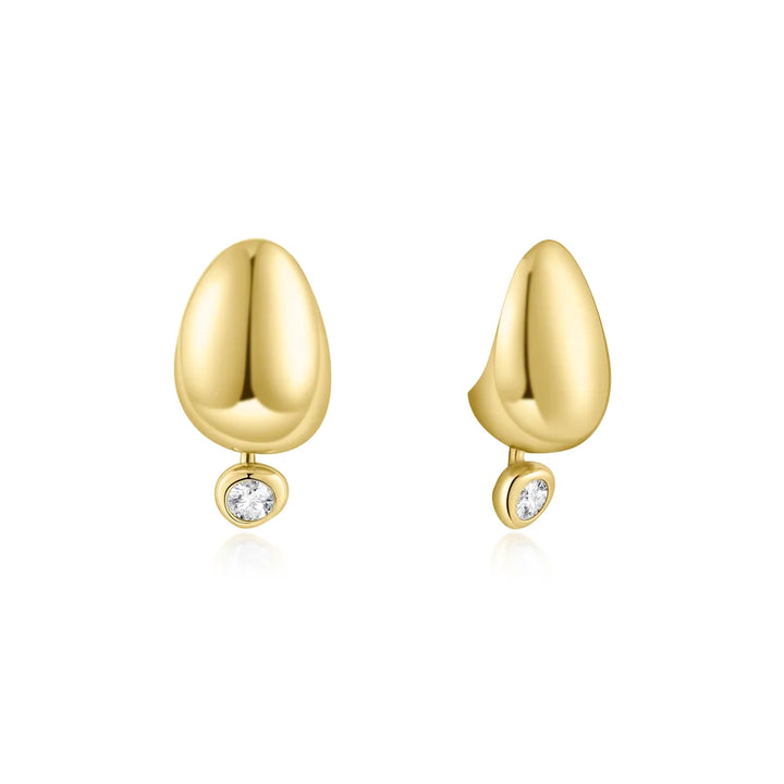 Organic Dome Bezel Dangle Studs