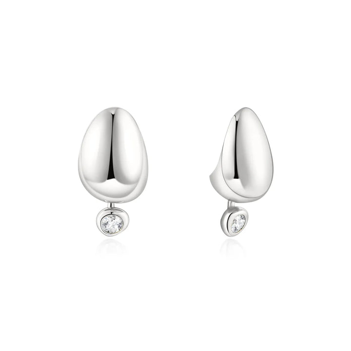 Organic Dome Bezel Dangle Studs