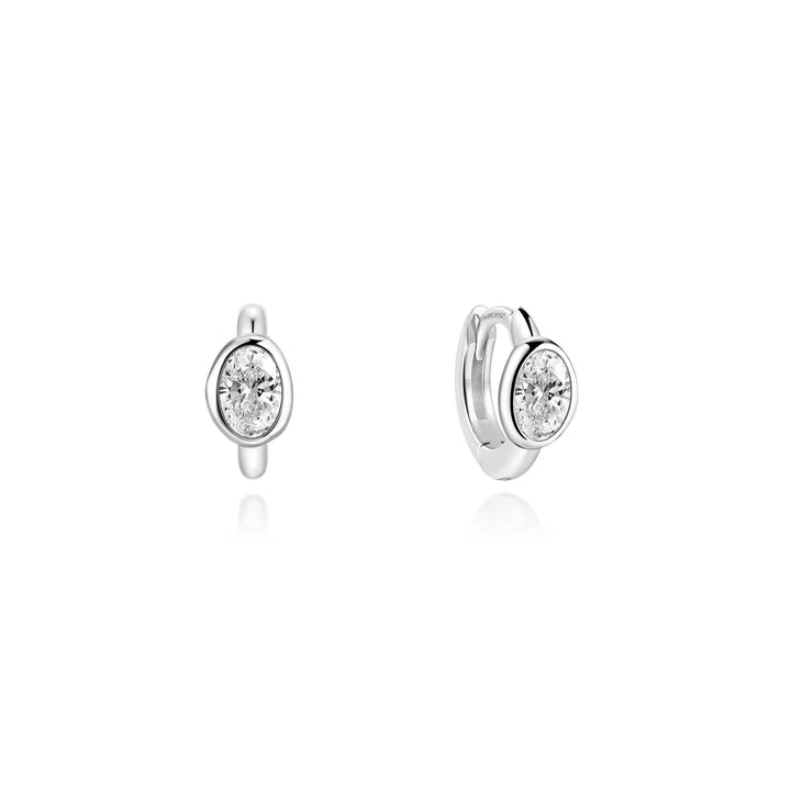 Bezel Pebble Huggie Hoop Earrings