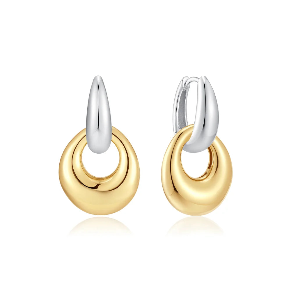 Two Tone Pebble Drop Earrings