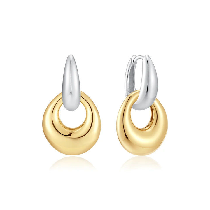 Two Tone Pebble Drop Earrings