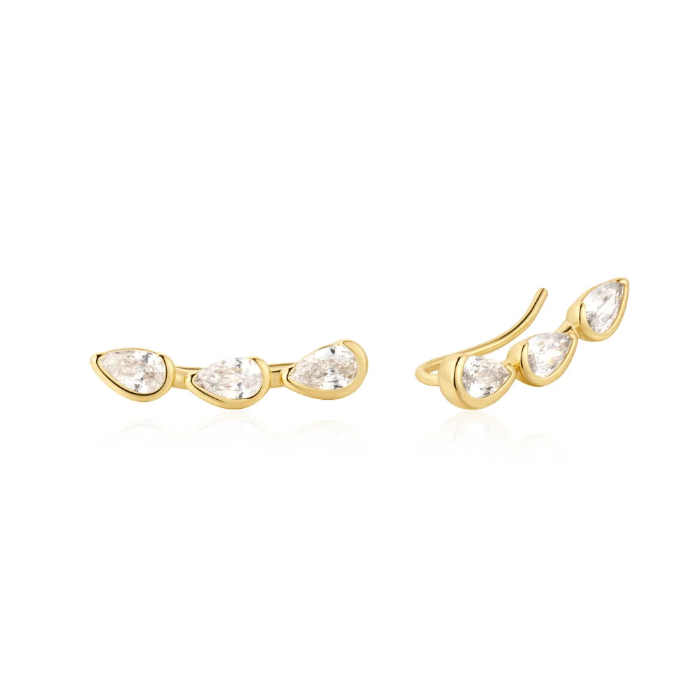 Half Bezel Triple Teardrop Climbers